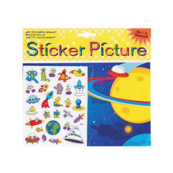 Space Stickers | Kids Road Trip Activity | Outer Space Sticker Picture Kit - 1 Background Scene and 25 Assorted Stickers (fdp63104)