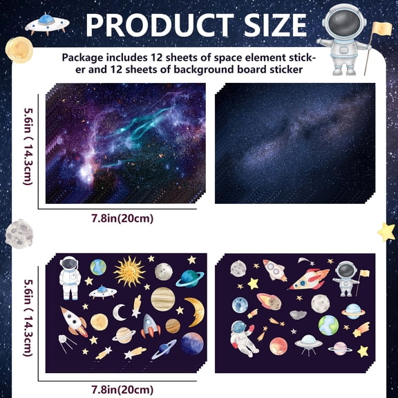 Space Stickers for Kids 24 Sheet DIY Solar System Reusable Sticker Kit