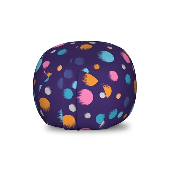 Space Storage Toy Bag Chair, Design of Colorful Circular Planets Cosmic Items, Stuffed Animal Organizer Washable Bag, Large Size, Indigo Multicolor, by Ambesonne