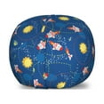 thumbnail image 1 of Space Storage Toy Bag Chair, Little Cartoon Rocket with Circular Flight Path and UFOs Sun Polka Dots Skyline, Stuffed Animal Organizer Washable Bag, Large Size, Multicolor, by Ambesonne, 1 of 3