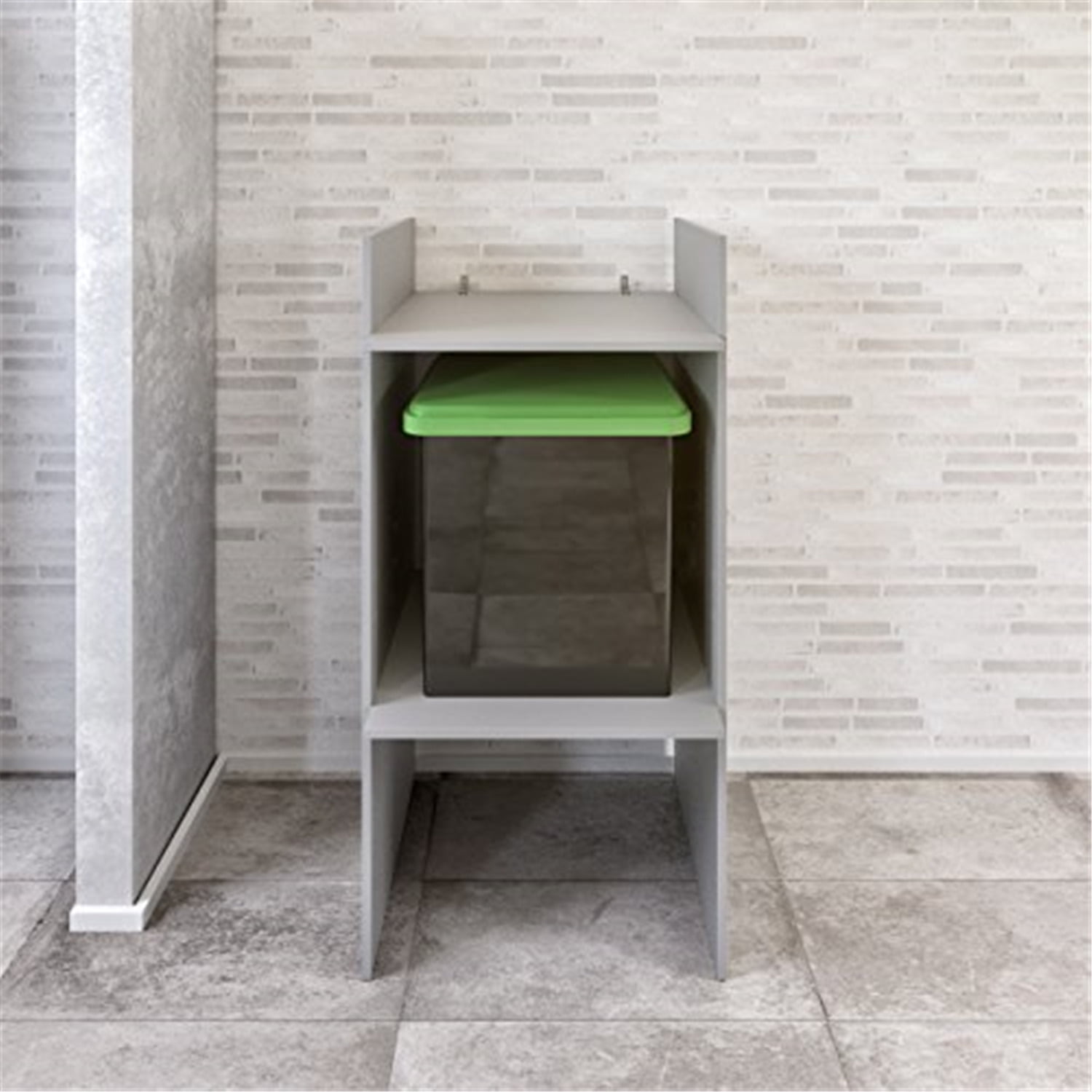 TVILUM Space Storage with 2 Shelves, Silver Grey