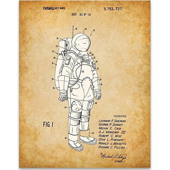 Space Suit Art Print - 11x14 Unframed Patent Print - Great Gift for Space/Sci-Fi/NASA Fans
