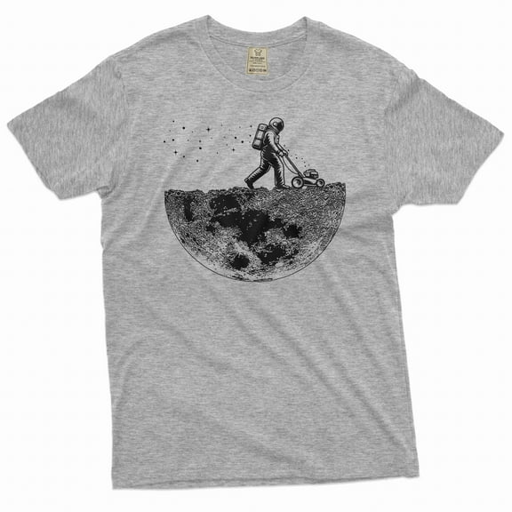 Space T-shirt Astronaut on the moon abstract art creative tee shirt birthday gift for him her (Small Grey)
