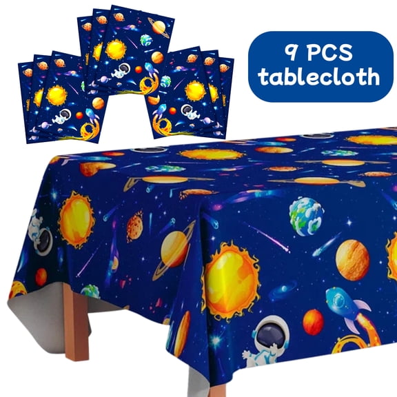 Space Tablecloth, 9 Pcs Outer Space Party Table Cloth Set