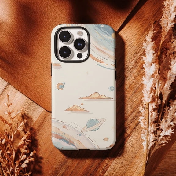 Space Theme Astronomy Phone Case, Cosmos Solar System Planet Star Art, 17 16 15 14 13 12 11 Pro Max