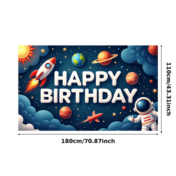 Space Theme Banner Decorative Elements Astronaut Planets Stars for Kids Party Indoor Celebration