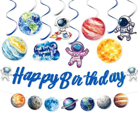 Space Theme Birthday Decorations - Interstellar Adventure Party Supplies Set