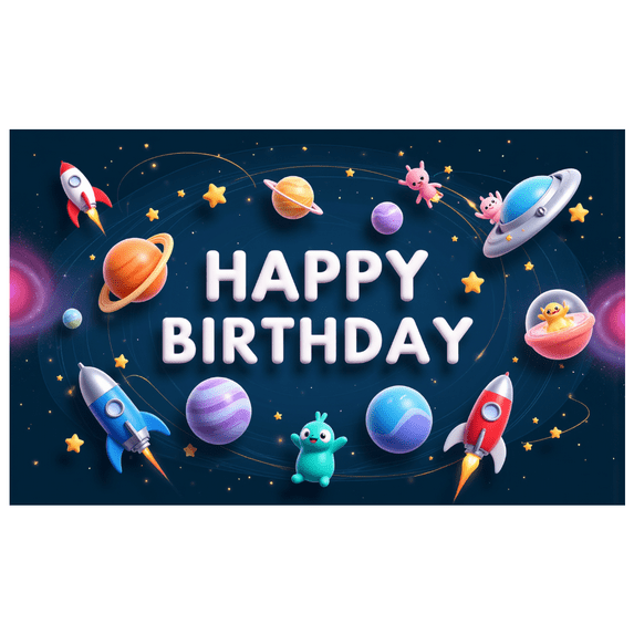 Space Theme Birthday Party Banner for Kids Space Exploration Galaxy Celebration Indoor Decoration