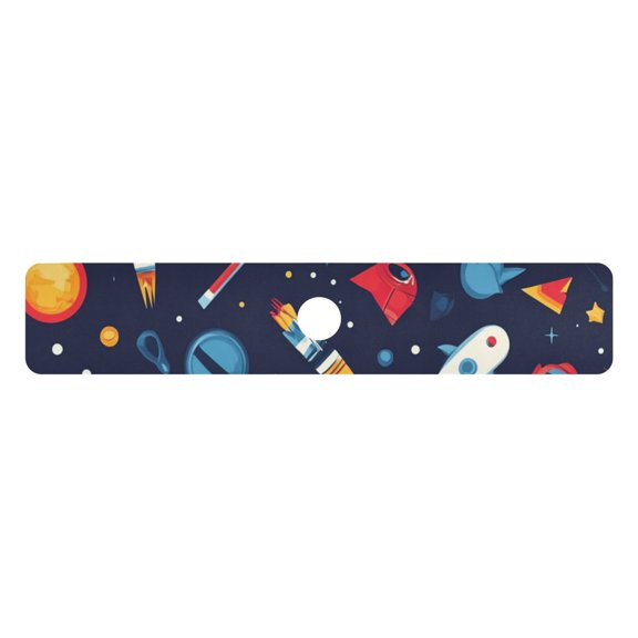 Space Theme Cartoon Planet Rocket Kitchen Sink Splash Guard, Silicone Sink Faucet Mat Dry Out the Kitchen Bathroom