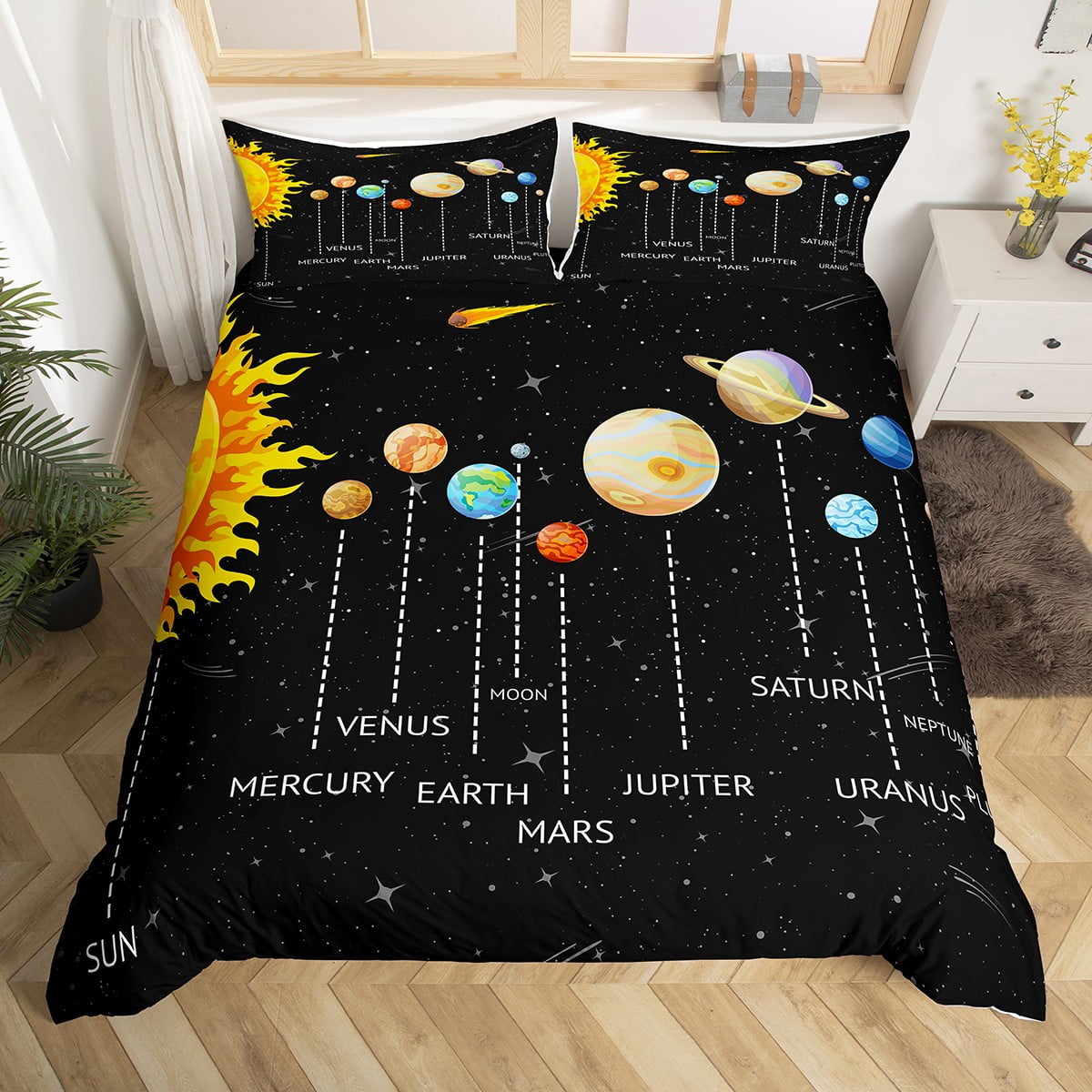 Queen Size Galaxy Comforter Set – Space Themed Bedding For Kids & Boys