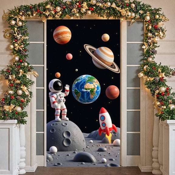 Space Theme Space Banner Astronaut Design Astronaut Backdrop Planets Pattern Rocket Decoration Galaxy Display for Kids Party Space Themed Party Photo Shoot