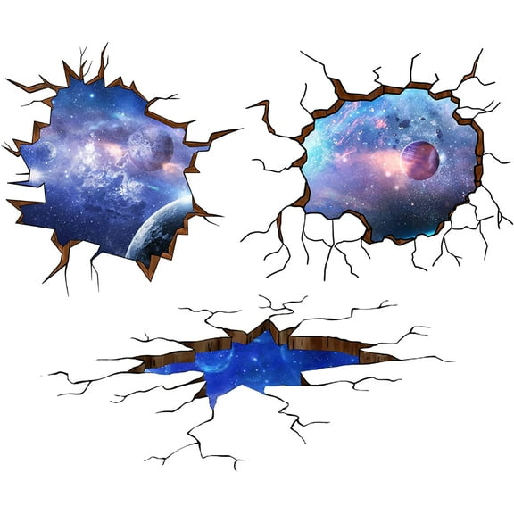 Space Theme Wall Decals 45x15 Inch PVC Wall Stickers Mixed Color Wall Decals for Decorating The Living Room Office Dormitory Coffee Shop Or Store