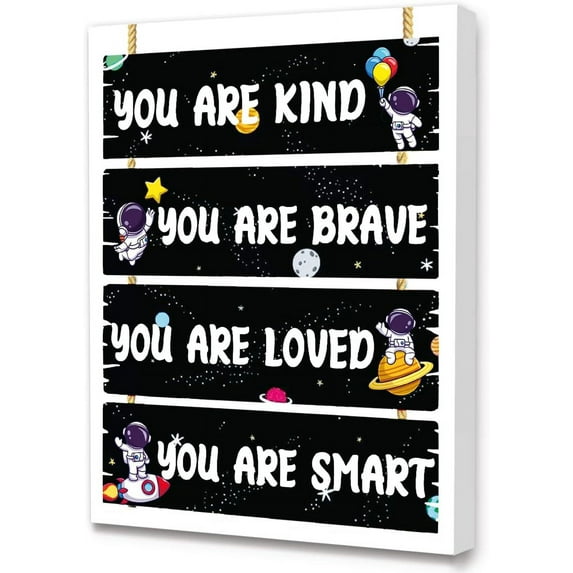 Space Themed Canvas Wall Art,You Are Kind Wall Art for Boys,Space Decor for Boys Room,Space Themed Bedroom Decor,Inspirational Space Wall Art for Classroom Nursery