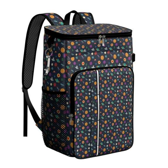 Space-Themed Cartoon Insulated Cooler Backpack, Fun and Colorful Design for Children’s Outdoor Adventures and Lunch Transport