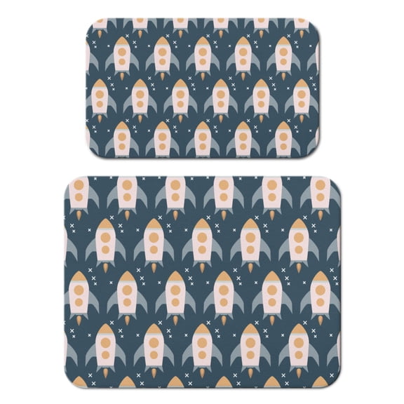 Space-Themed Coffee Mat 2-Pack - Absorbent Kitchen Counter Mat for Coffee Maker, Moon and Stars Pattern