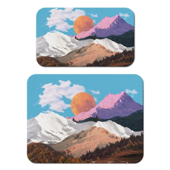 Space-Themed Coffee Mat 2-Pack - Absorbent Kitchen Counter Mat for Coffee Station, Moon and Stars Pattern