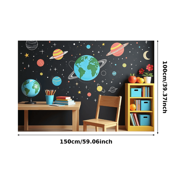 Space Themed Colorful Chalk Style Backdrop Banner Decorations for Classroom Party Study Room Wall Background Photo Booth Props