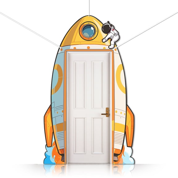 Space Themed Party Decorations - Astronaut Rocket Ship Outer Space Decorations Porch Sign Banner Photo Backdrop Door Banner Space Party Supplies