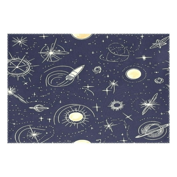 Space Themed Pattern 12x18in Heat-Resistant Non-Slip Place Mat, Durable and Wrinkle-Resistant