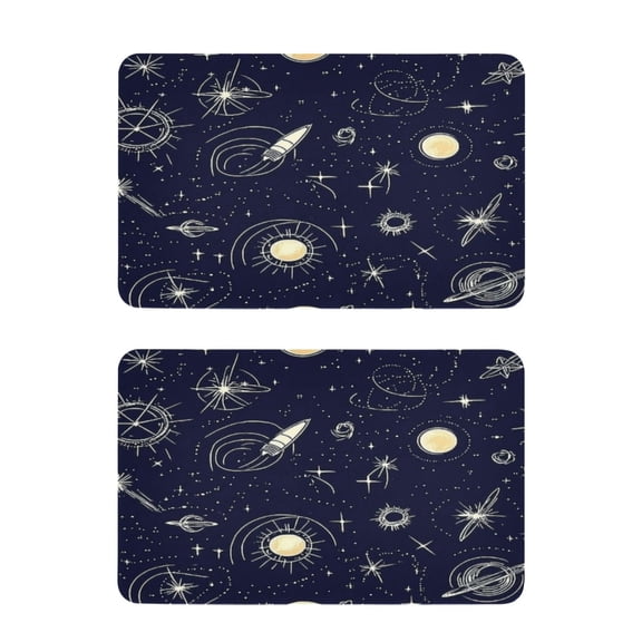 Space Themed Pattern 2 Pack 4x2.5 Inch Magnetic Stickers Thick and Strong for Fridge Dishwasher Teaching