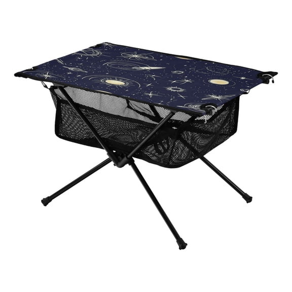 Space Themed Pattern Galaxy Pine Tree Xmas Painting Christmas Kids Camping Tables Folding Table for Children 23.6x15.7in 600D Oxford Fabric 110lb Capacity