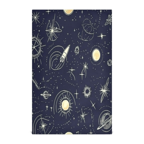 Space Themed Pattern Kitchen Towels Set of 4 Tea Towels for Kitchen Decorative Waffle Dishcloths 28x18in