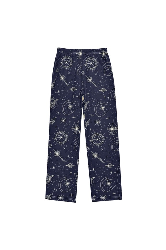 Space Themed Pattern Pajama Pants Soft Lightweight Lounge Pants Bottoms Sleep Pants Warm Comfy