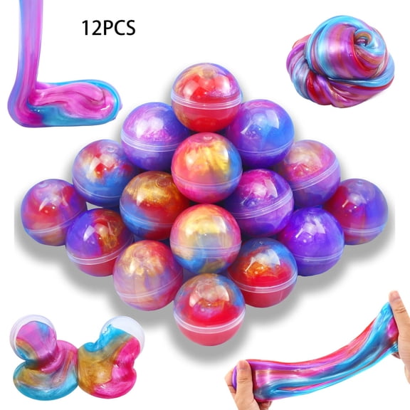 Space Themed Pearl Slime Kit, Galaxy Clay with Glitter & Beads - 12PCS Sensory Stress Relief Toys for Kids & Adults, Non-Toxic Modeling Putty