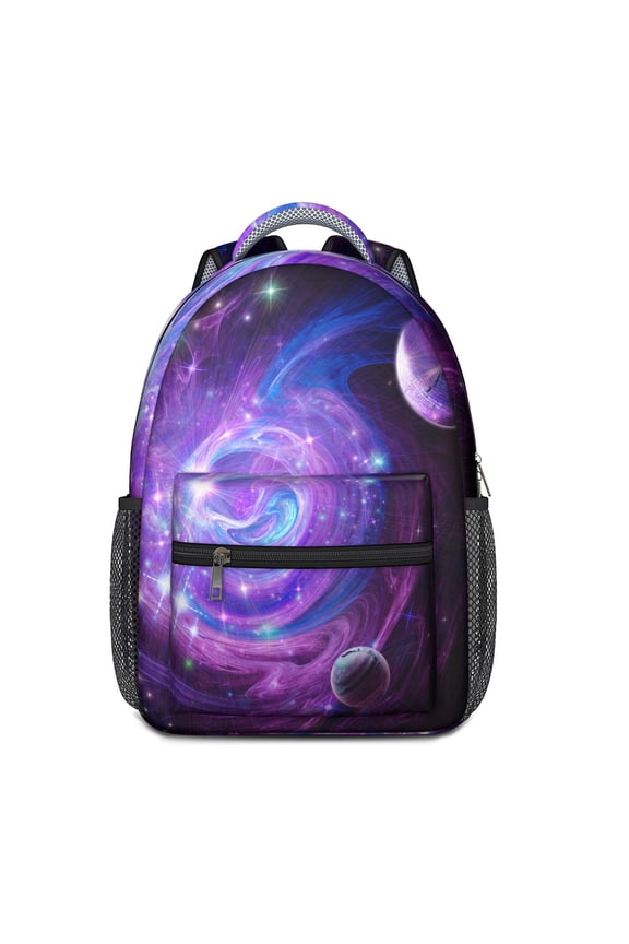 Space Themed School Backpack - Waterproof & Lightweight with Padded Straps, Cosmic Starry Night Design for Teenagers & Commuters
