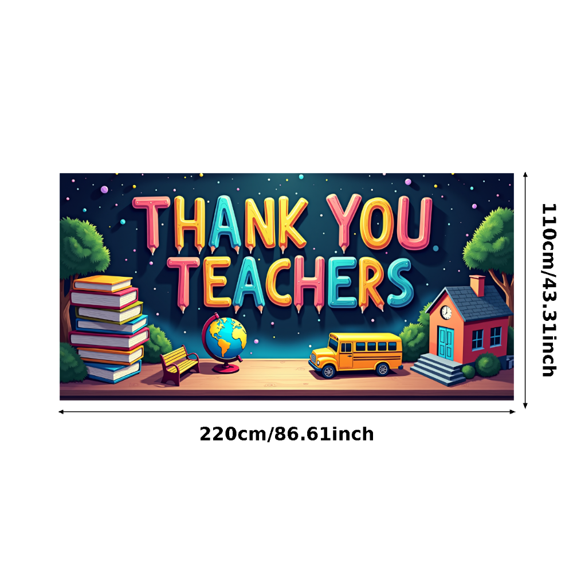 Space Themed Thank You Teachers Banner Backdrop Background Decor Party Supplies Photography Props for Classroom Celebrations Teacher Appreciation Events School Festivals and Photo Booths