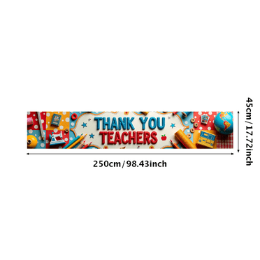 Space Themed Thank You Teachers Banner Backdrop Background Party Decors for School Events Teacher Appreciation Day Classroom Celebrations Photography Props
