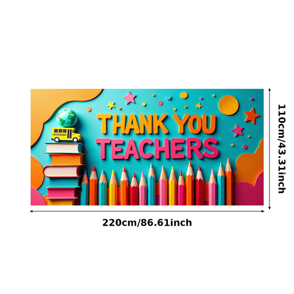 Space Themed Thank You Teachers Banner Background Party Decoration for Classroom Celebrations School Events Photography Props Teachers Appreciation Day Backdrop Supplies