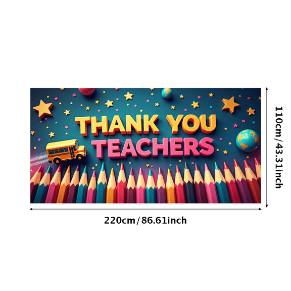 Space Themed Thank You Teachers Banner Background Party Decoration for Classroom Celebrations School Events Photography Props Teachers Appreciation Day Backdrop Supplies