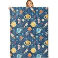 thumbnail image 1 of Space Throw Blanket,50x60in,Soft,Lightweight Flannel,Cute Astronaut and Planets Blue Blankets - Gifts for Kids Boys,for Bedtime or Playtime Couch Office Travel,Home Living Room Bed Decor, 1 of 6