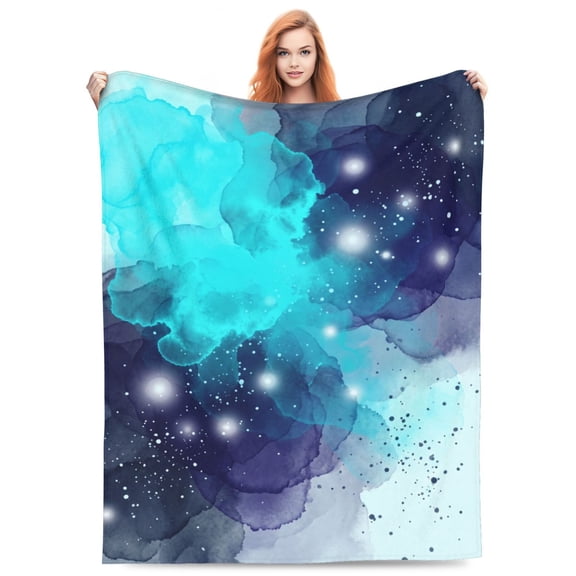 Space Throw Blanket, Galaxy Night Sky Soft Plush Throw, Cozy Warm Flannel Bed Throw for Living Room Sofa and Office, Sofa Decor 50x40