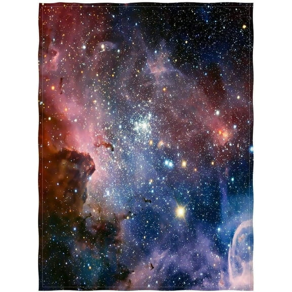 Space Throw Blanket, Galaxy Universe Star Fleece Blanket for Sofa Couch Chairs, 60 x 50 Inch, Colorful