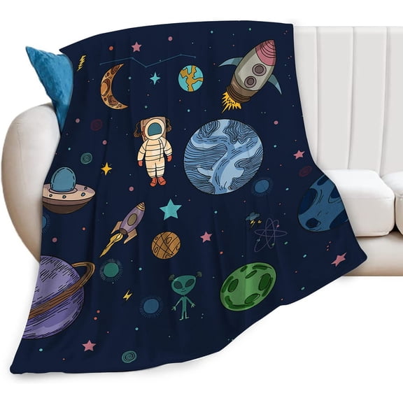 Space Throw Blanket for Boys Kids Gifts Galaxy Planet Design Blanket Ultra Soft Cozy Fleece Blanket for Couch Sofa \u200bBed 40"x50"