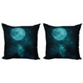 thumbnail image 1 of Ambesonne Space Throw Pillow Cover 2 Pack, Outer World Cosmos Moon, 18", Petrol Blue, 1 of 2