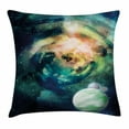 thumbnail image 1 of Space Throw Pillow Cushion Cover, Spiral Anromeda Galaxy with Planets Mystical Cosmos Fantasy Background Image, Decorative Square Accent Pillow Case, 16" X 16", Yellow Teal, by Ambesonne, 1 of 1