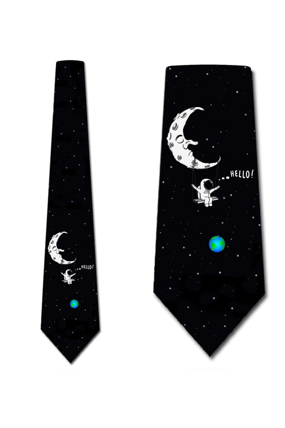 Space Ties Mens Astronaut Moon Necktie by Three Rooker