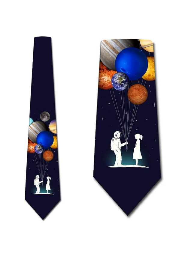 Space Ties Mens Love Universe Balloons Necktie by Three Rooker