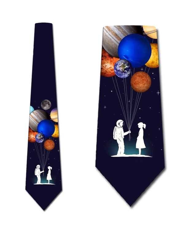 Space Ties Mens Love Universe Balloons Necktie by Three Rooker