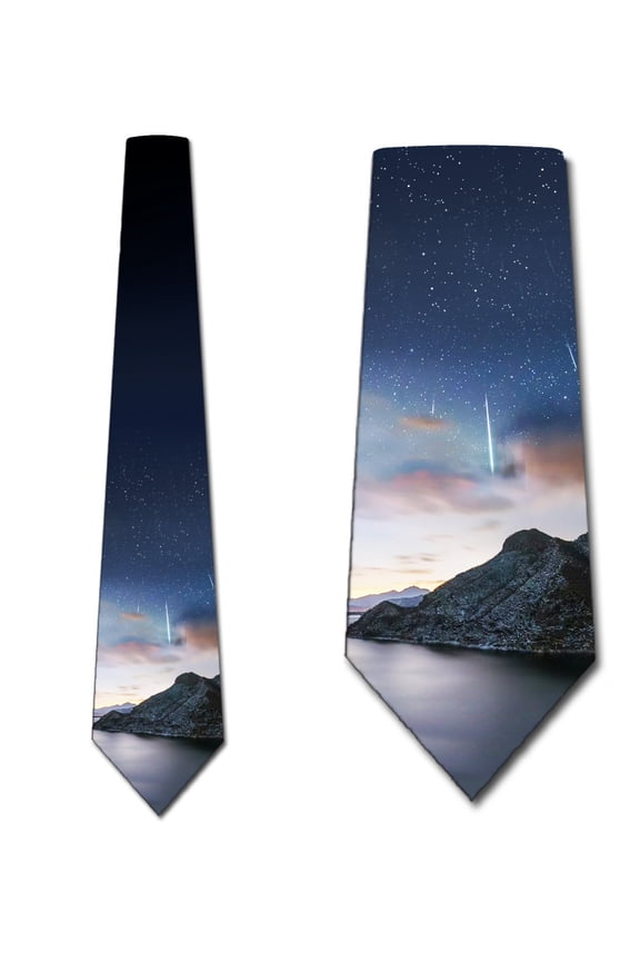 Space Ties Mens Meteor Shower Night Sky Necktie by Three Rooker