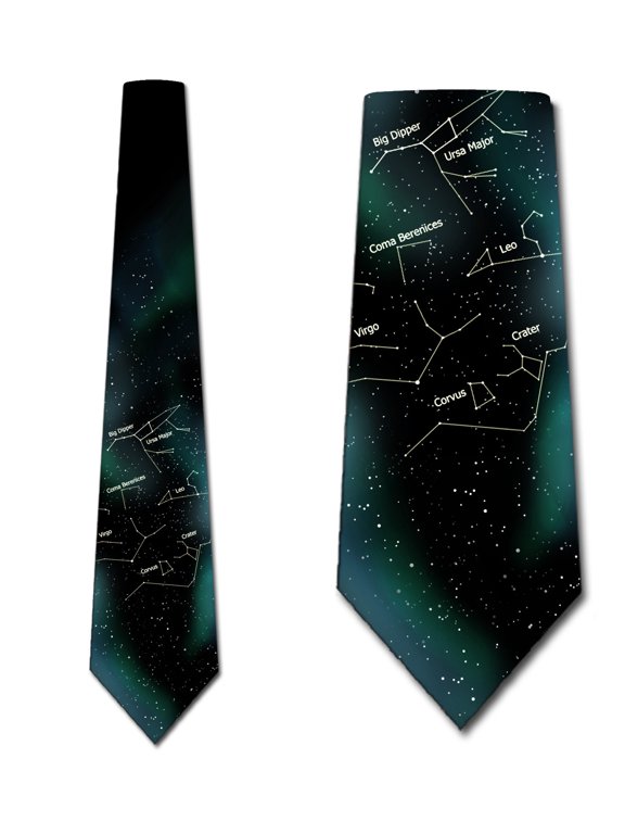 Space Ties Mens Summer Star Tie Astrology Constellation Necktie by Three Rooker
