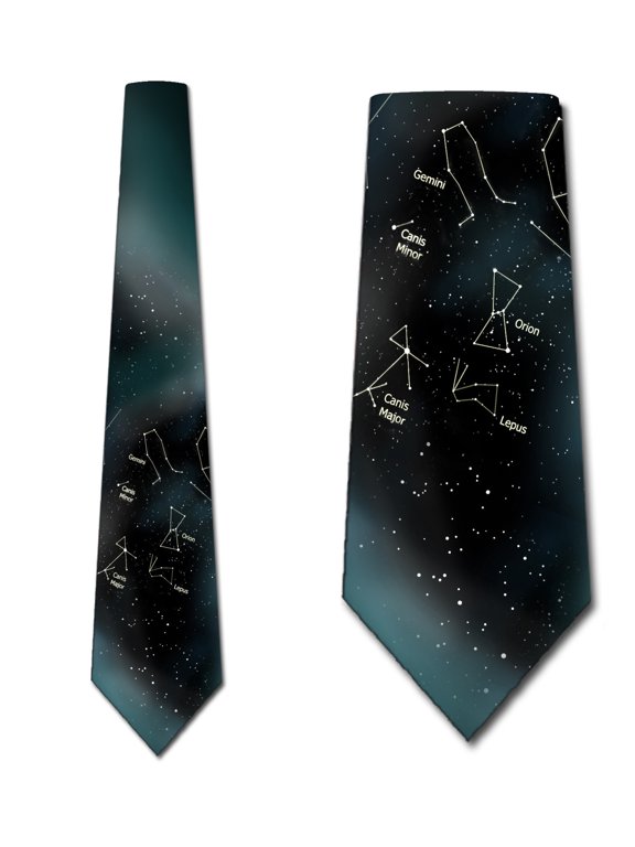 Space Ties Mens Winter Star Tie Astrology Constellation Necktie by Three Rooker