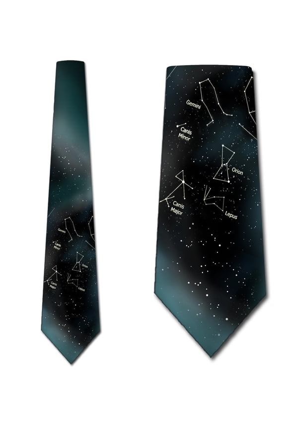 Space Ties Mens Winter Star Tie Astrology Constellation Necktie by Three Rooker