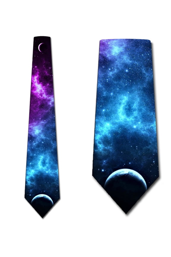 Space Ties Purple and Blue Celestial Bodies Necktie Mens Tie by Three Rooker