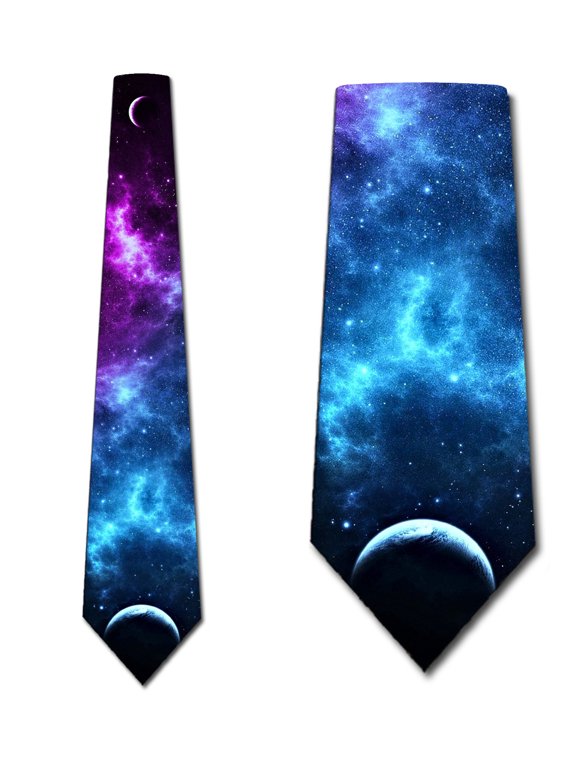 Space Ties Purple and Blue Celestial Bodies Necktie Mens Tie by Three Rooker