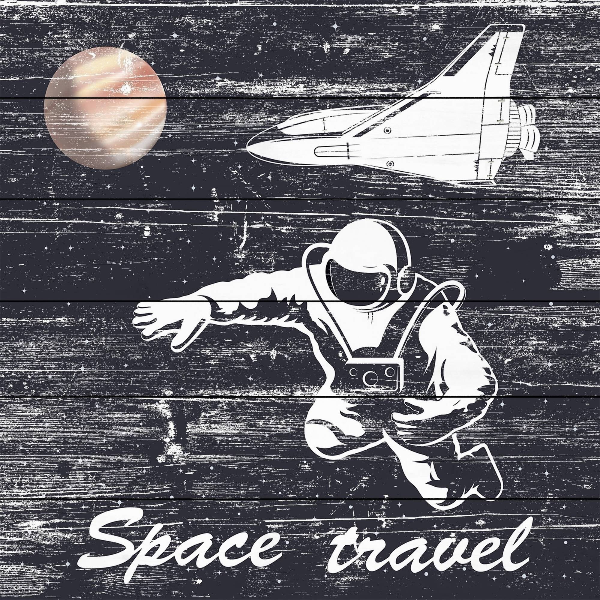 Space Travel I Painting Print on White Wood