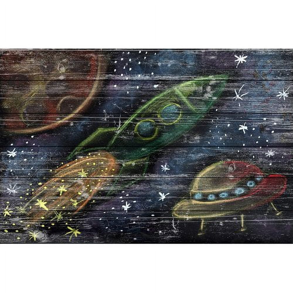 Space Travel II Painting Print on White Wood